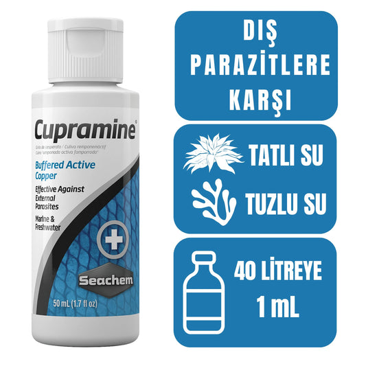 Seachem Cupramine 50 ml Dış Parazit İlacı